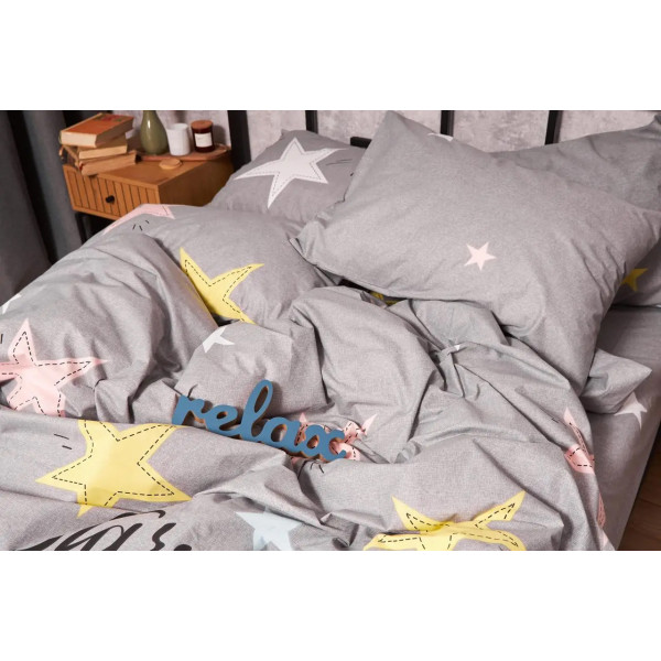 Фото - Підковдра двоспальна євро Moon&Star Бязь Gold Люкс Gray Stars King Size 220x240 см (MS-870000194)