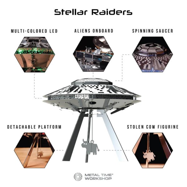 Фото - Металлический конструктор Metal Time Stellar Raiders механическое НЛО с инопланетянами (MT051)