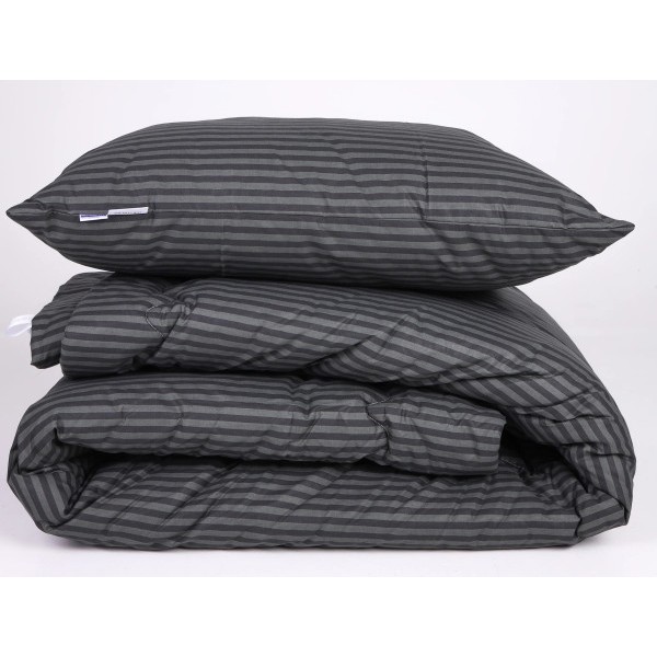 Фото - Ковдра демісезонна полуторна MirSon антиалергенна №164 Сolor Fun Line 17-0611 Stripe Black з евкаліптовим волокном 155х215 + нав. 2 шт. (2200010859430)