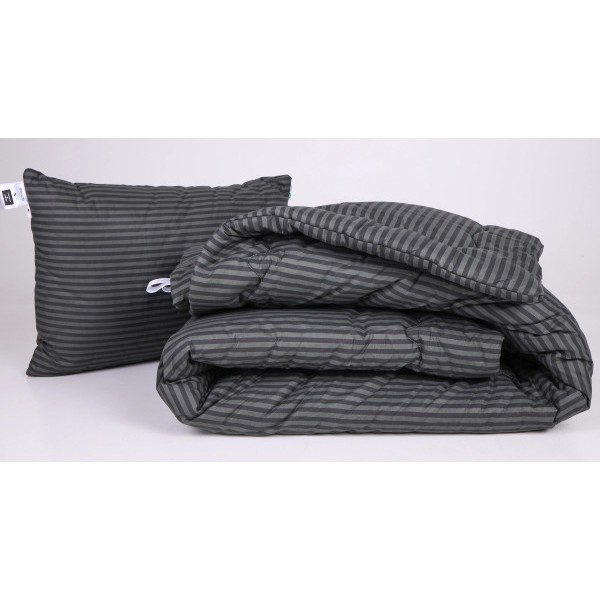 Фото - Ковдра демісезонна полуторна MirSon антиалергенна №164 Сolor Fun Line 17-0611 Stripe Black з евкаліптовим волокном 155х215 + нав. 2 шт. (2200010859430)
