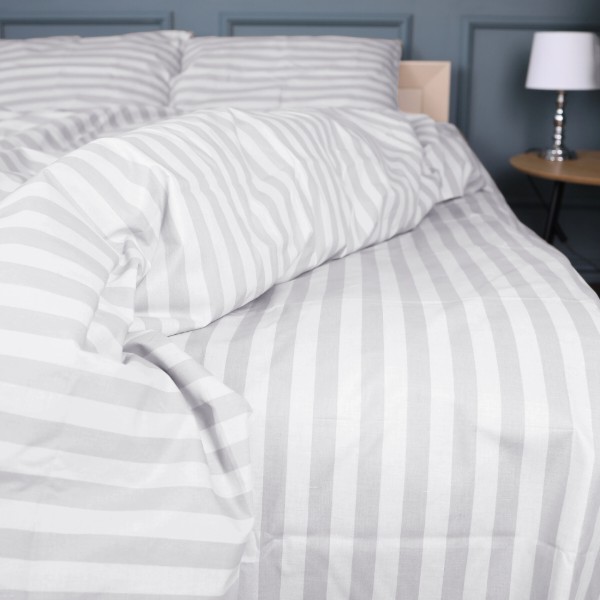 Фото - Комплект постільної білизни MirSon 160 x 220 17-0600 Stripe White Gray Бязь (2200008048136)