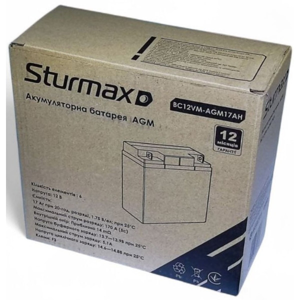 Фото - Аккумулятор для ИБП Sturmax BC12VM-AGM17AH