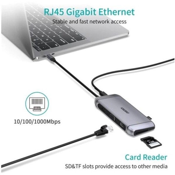 Фото - Хаб USB Choetech USB-C 9-в-1 (HUB-M15-GY)