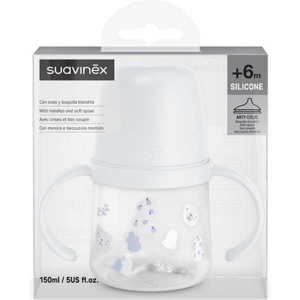 Фото - Поїльник-непроливайка дитячий Suavinex 150 мл +6 міс Wild & Free блакитна з малюнком (309543)