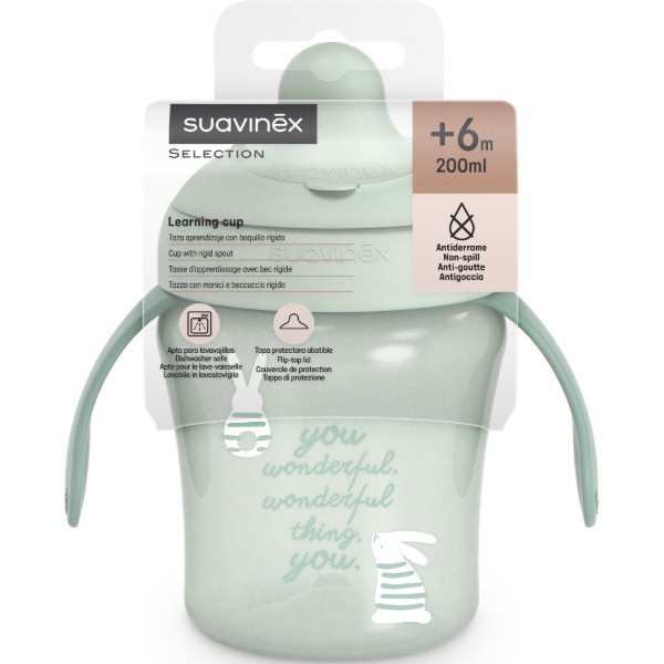Фото - Поїльник-непроливайка дитячий Suavinex 200 мл +6 міс Wonderland м'ятна (403218)