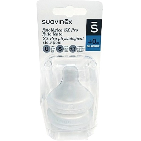 Фото - Малый поток соска детская силиконовая Suavinex физиологическая, 2 шт. (307042)