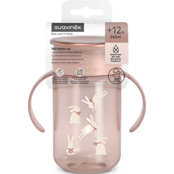 Фото - Поїльник-непроливайка дитячий Suavinex 340 мл +12 міс. Wonderland рожева (403223)