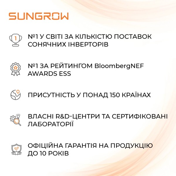 Фото - Інвертор гібридний сонячний Sungrow SH6.0RS-V11 (1ф., 6KW) HV 2 MPPT 220V (ASH00099)