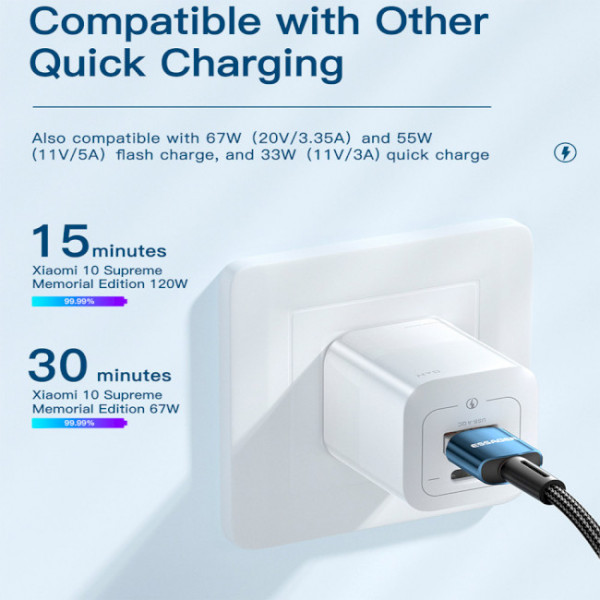 Фото - Кабель синхронізації даних Essager Sunset USB A to Type C 120W USB Charging Cable 1m Blue (EXC120-CG03-P)