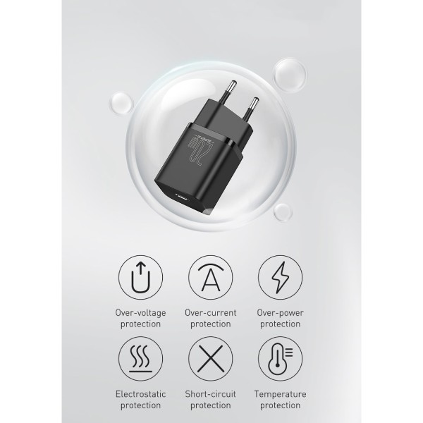 Фото - Сетевое зарядное устройство Baseus Super Si Quick Charger 1C 20W EU Blue (CCSUP-B03)