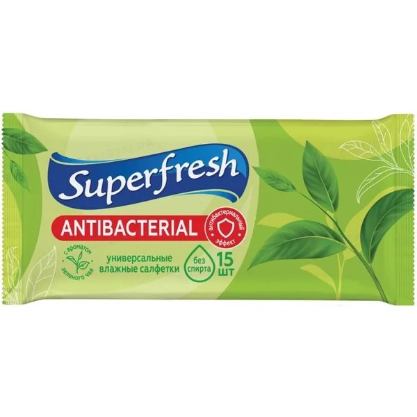 Фото - Салфетки гигиенические влажные Superfresh Antibacterial Green Tea 15 шт. (42216615)