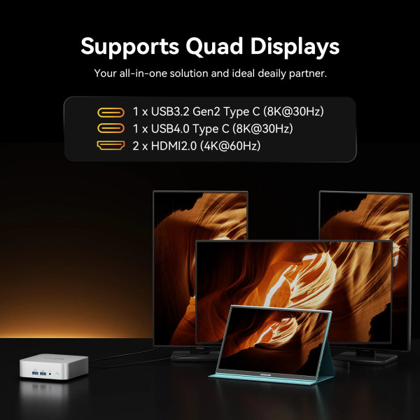 Фото - Неттоп GEEKOM A8 AMD Ryzen 7-8745HS (GMA8R78745HS-321T-EU)