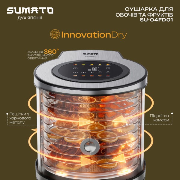 Фото - Сушилка для фруктов и овощей SUMATO SU-04FD01