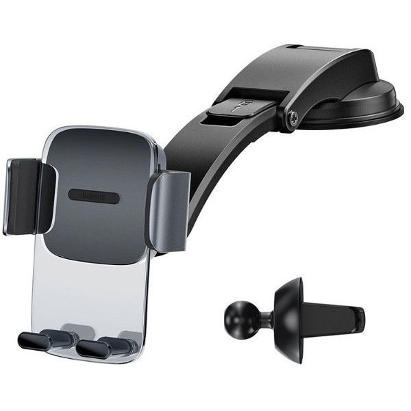 Фото - Автодержатель Baseus Easy Control Clamp Pyste Type + Air Outlet set Black (SUYK000001)