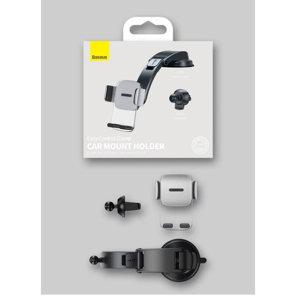 Фото - Автодержатель Baseus Easy Control Clamp Pyste Type + Air Outlet set Black (SUYK000001)