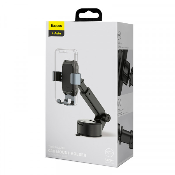 Фото - Тримач для мобільного пристрою Baseus Tank gravity car mount holder with suction base Silver (SUYL-TK0S)