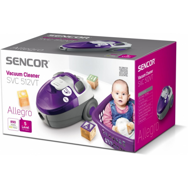 Фото - Пылесос для сухой уборки без мешка Sencor SVC512VT-EUE2