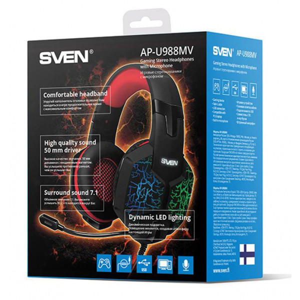 Фото - Гарнитура проводная Sven AP-U988MV Black-red