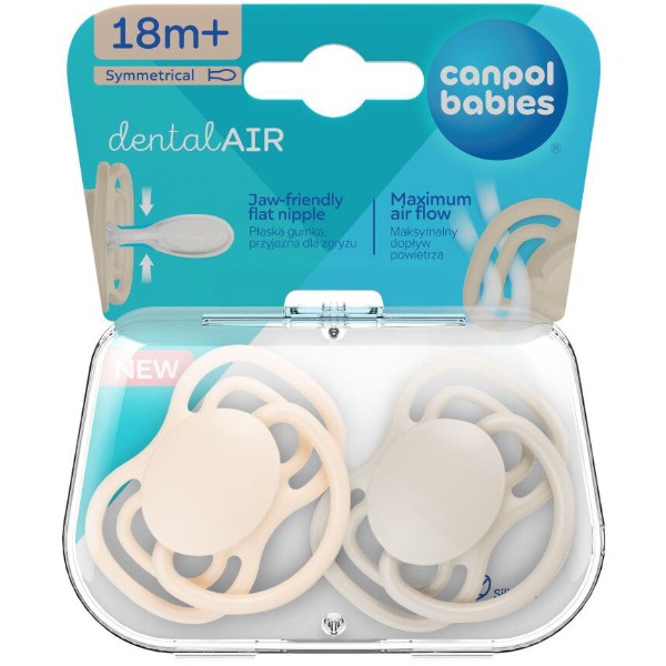Фото - Симетрична пустушка Canpol babies 18+ міс DENTAL AIR 2 шт. - бежева (23/230_cre)