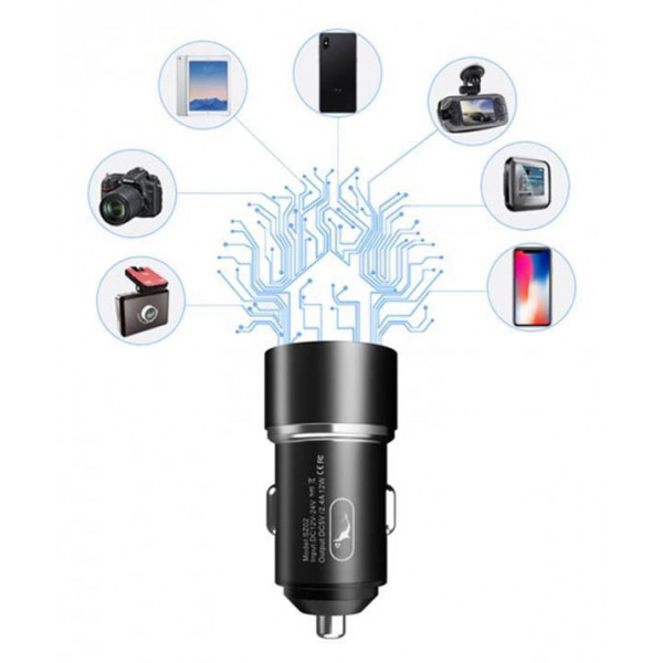 Фото - Автомобільний зарядний пристрій SkyDolphin SZ02L Aluminium (2USB, 2.4A) Black + кабель Lightning (AZP-000071)