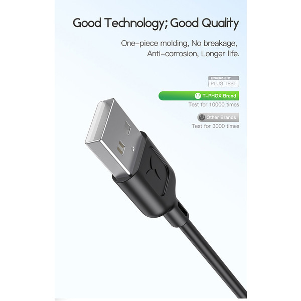 Фото - Кабель синхронізації даних T-phox Fast T-M829 Micro USB 1.2m Black