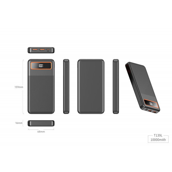 Фото - Батарея мобільна Xipin T139 PD20W 10000mAh Black (T139LF)