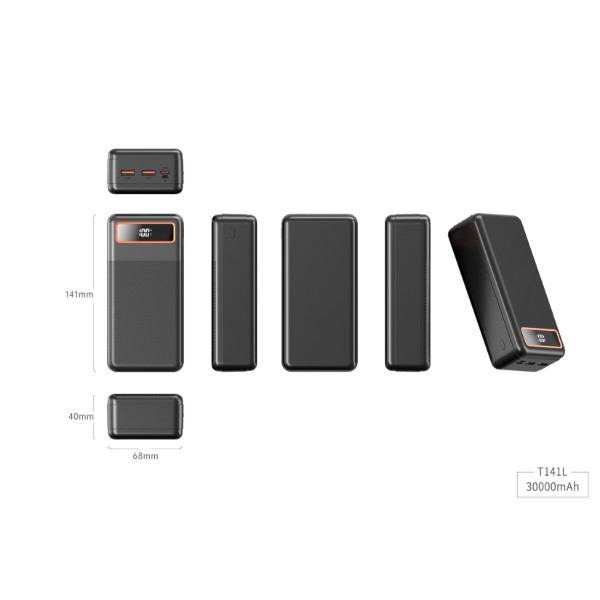 Фото - Батарея мобільна Xipin T141 PD20W 30000mAh Black (T141LF)