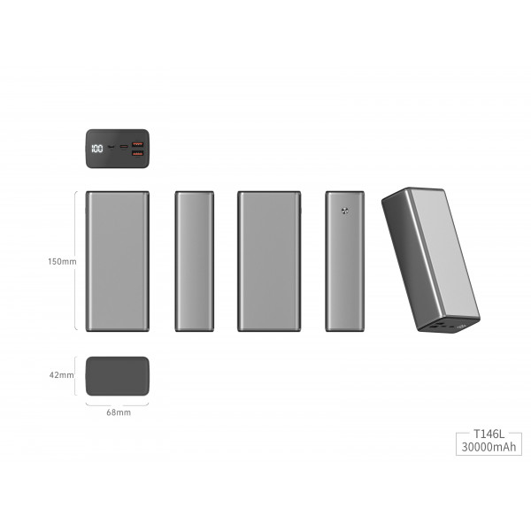 Фото - Батарея мобільна Xipin T146LP PD65W mental housing 30000mah Gray
