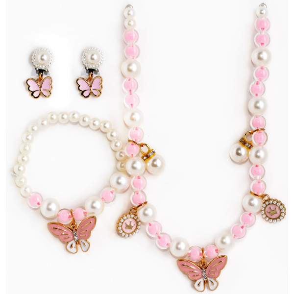 Фото - Дитяча біжутерія Lukky Набір перлинного намиста Fashion з підвіскою сережками-кліпсами та браслетом (T24790)