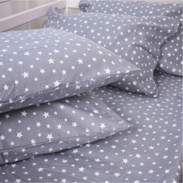 Фото - Простирадло двоспальне MirSon Фланель 012 Grey Stars 180х190 см (2200009653445)