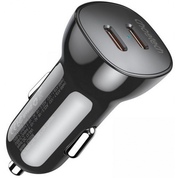 Фото - Автомобильное зарядное устройство Choetech 40W 2 USB-C Black (TC0008-BK)