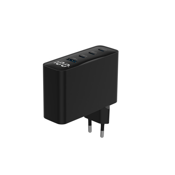 Фото - Мережевий зарядний пристрій Gembird 1xUSB-A (QC3.0 30W)+3xType-C (PD 100W) Black (TA-UC-PDQC100LCD-01-BK)