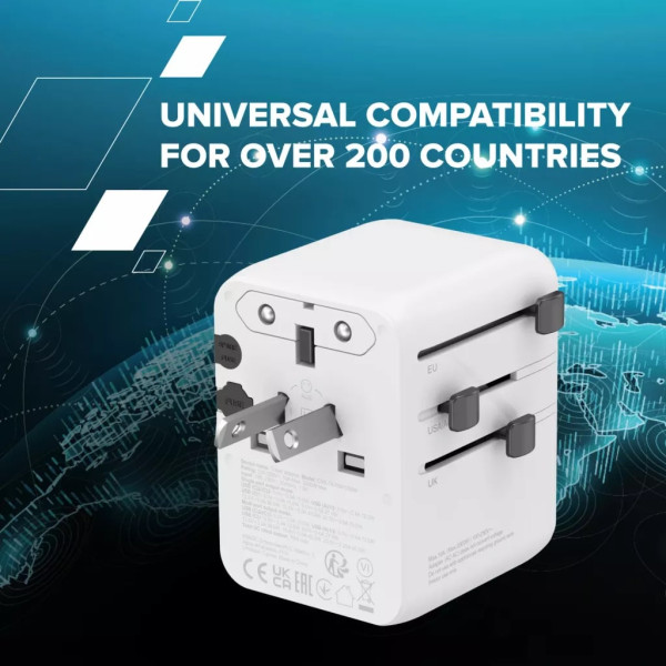 Фото - Сетевое зарядное устройство Canyon OnTour 70 Travel Adapter EU/UK/US/AUS 70W White (CNS-TA70W1006W)