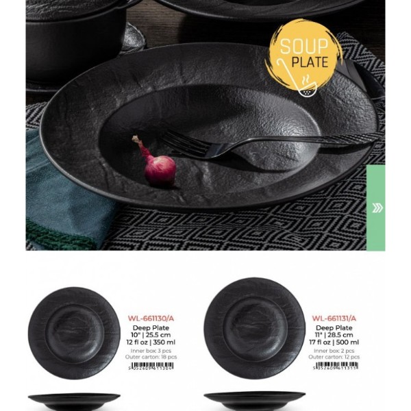Фото - Тарілка супова Wilmax Slatestone Black 25.5 см (WL-661130 / A)