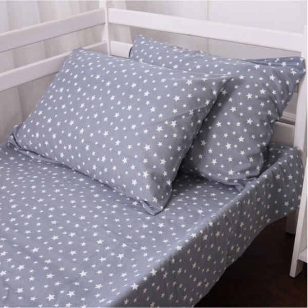 Фото - Простирадло двоспальне MirSon Фланель 012 Grey Stars 180х190 см (2200009653445)