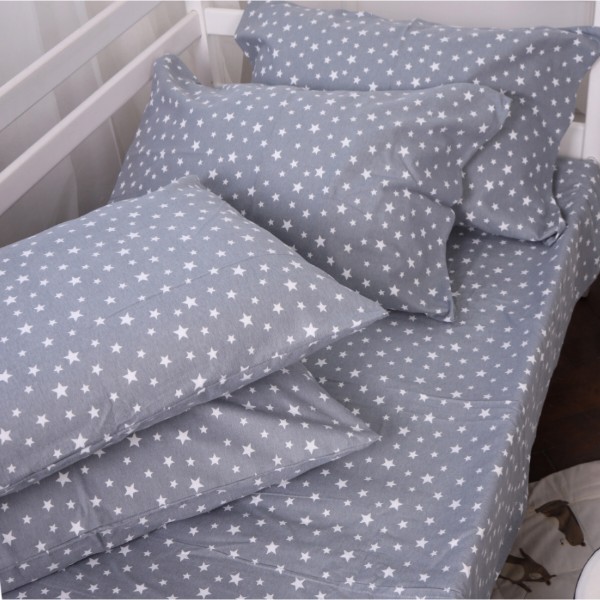 Фото - Простирадло двоспальне MirSon Фланель 012 Grey Stars 180х190 см (2200009653445)