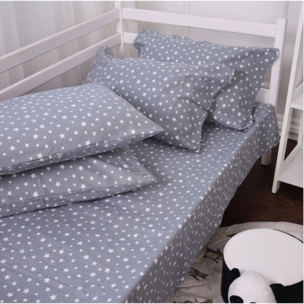 Фото - Простирадло двоспальне MirSon Фланель 012 Grey Stars 180х190 см (2200009653445)