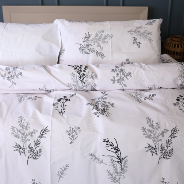 Фото - Комплект постільної білизни MirSon 200x220 см 17-0956 White Botanica Ranforce Elite (2200013183020)