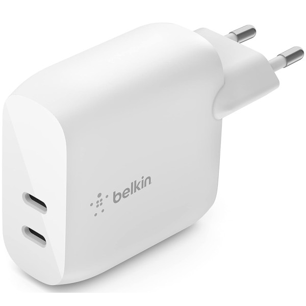 Фото - Мережевий зарядний пристрій Belkin 40Вт 2хUSB-С PD White (WCB006VFWH)