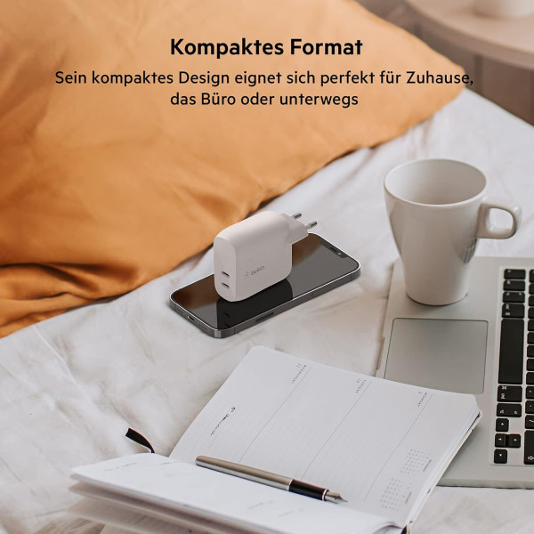 Фото - Мережевий зарядний пристрій Belkin 40Вт 2хUSB-С PD White (WCB006VFWH)