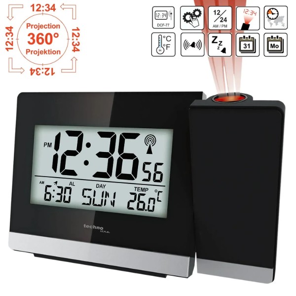 Фото - Проекційний годинник Technoline Black (WT536)