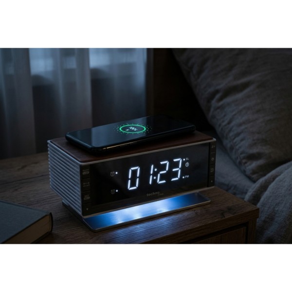 Фото - Радиочасы Technoline Wireless Mobile Charging White/Brown (WT487)