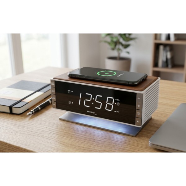 Фото - Радиочасы Technoline Wireless Mobile Charging White/Brown (WT487)