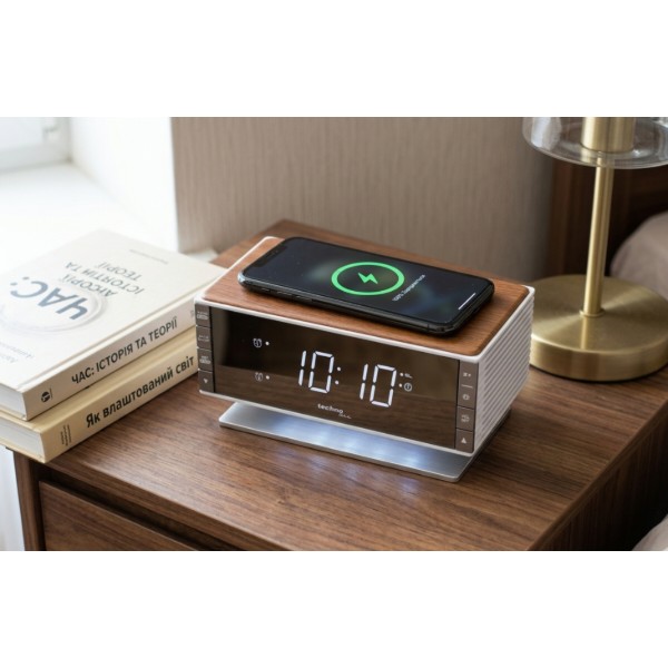 Фото - Радиочасы Technoline Wireless Mobile Charging White/Brown (WT487)