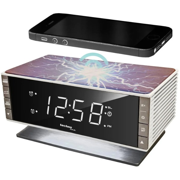 Фото - Радиочасы Technoline Wireless Mobile Charging White/Brown (WT487)