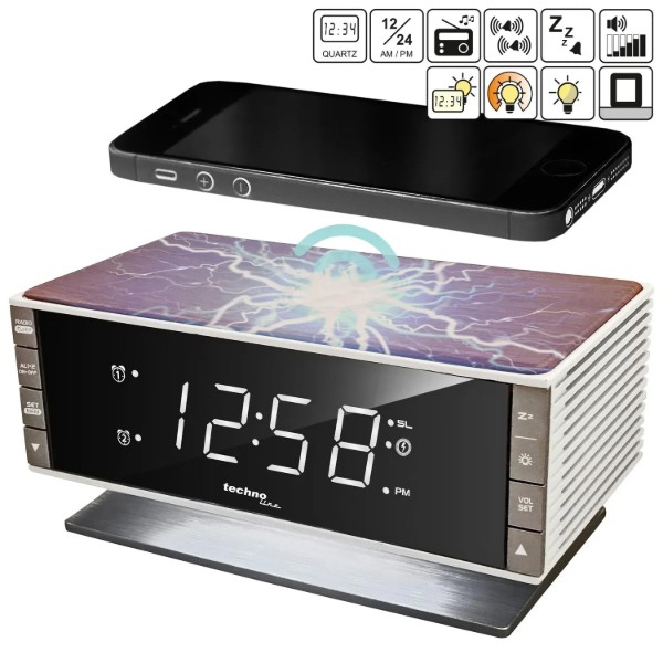 Фото - Радиочасы Technoline Wireless Mobile Charging White/Brown (WT487)