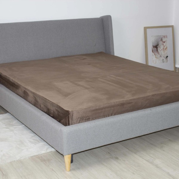 Фото - Простирадло полуторне ТЕП VELOUR з резинкою 160х200 см Коричневий (2-04756_35682)