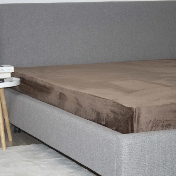 Фото - Простирадло полуторне ТЕП VELOUR з резинкою 160х200 см Коричневий (2-04756_35682)