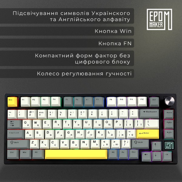Фото - Клавіатура бездротова ігрова EPOMAKER TH80 SE Budgerigar V2 Switch Hot-Swap RGB Black (TH80-SE-B-BV2)
