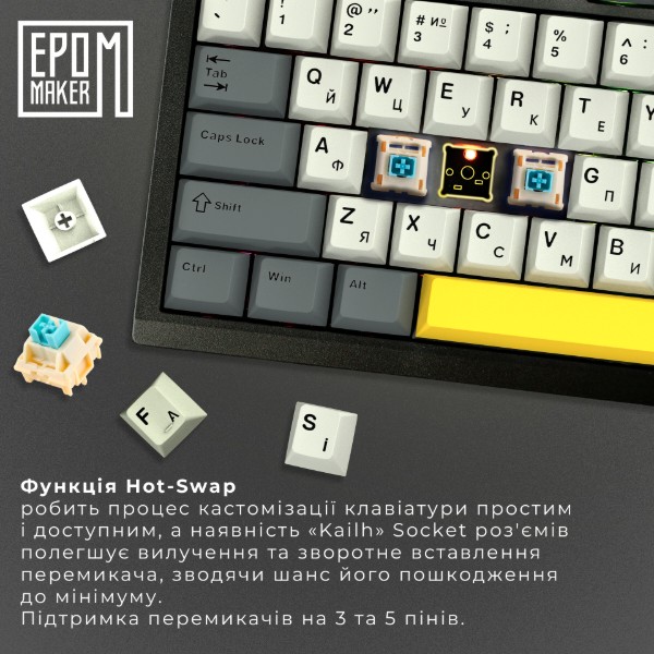 Фото - Клавіатура бездротова ігрова EPOMAKER TH80 SE Budgerigar V2 Switch Hot-Swap RGB Black (TH80-SE-B-BV2)